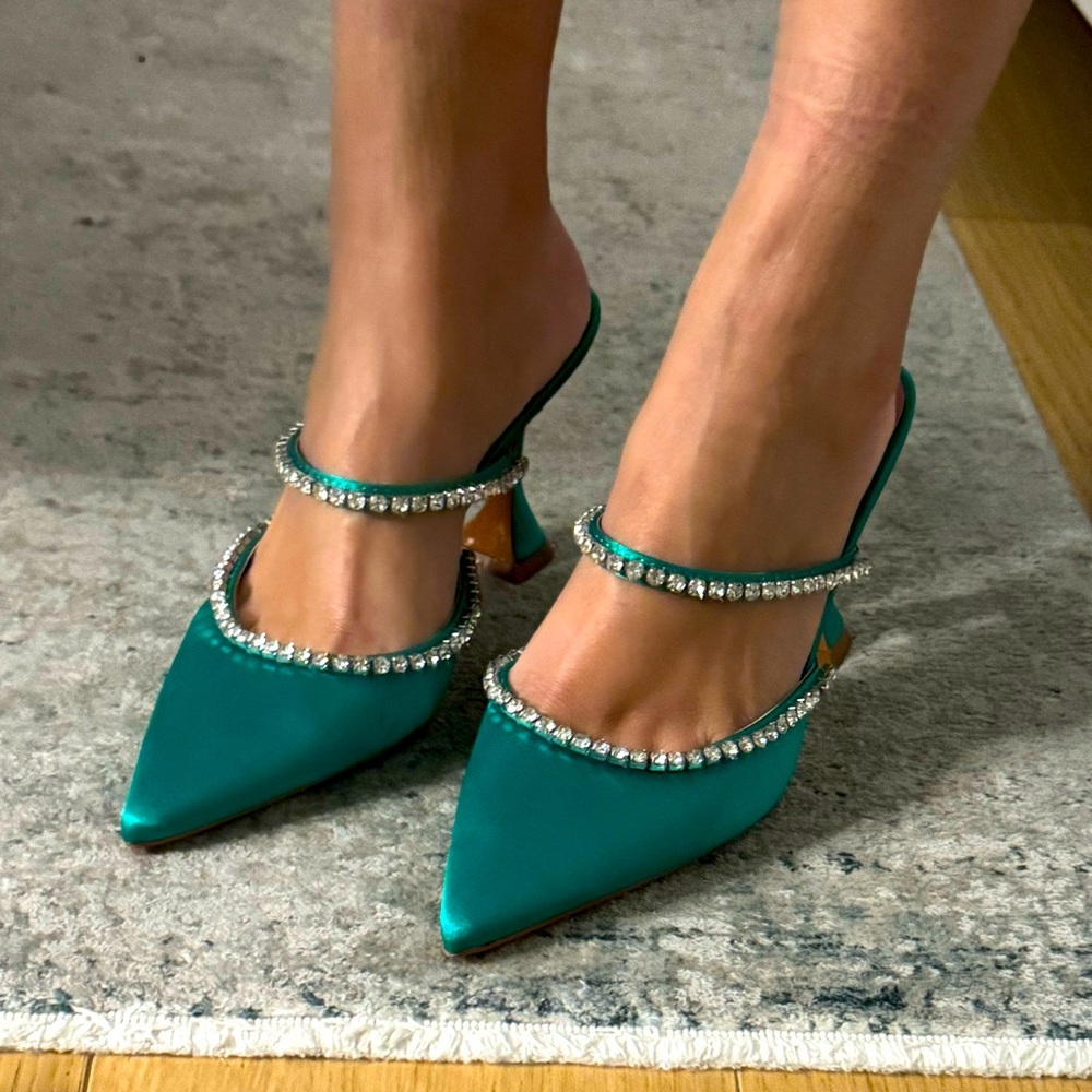 Brand New embellished and crystalized satin heels
